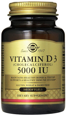Buy Vitamin D3 Cholecalciferol 5000 IU 100 sGels Solgar Online, UK Delivery, Vitamin D3 Gluten Free