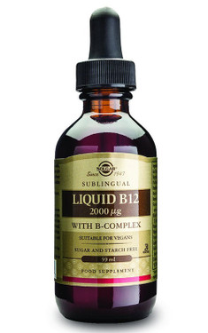 Buy Sublingual Liquid B-12 2000 MCG 2 oz (59.2 ml) Solgar Online, UK Delivery, Liquid Vitamin B12 Gluten Free