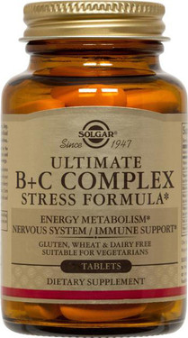 Buy Ultimate B+C Complex 90 Tabs Solgar Online, UK Delivery, Stress Relief Remedy Formulas Anti Stress Treatment