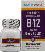 Buy Methylcobalamin B-12 1000 mcg B-6 & Folic Acid 800 mcg MicroLingual 60 Tabs Superior Source Online, UK Delivery, Vitamin B12 Methylcobalamin
