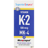 Buy Vitamin K2 500 mcg 60 MicroLingual Instant Dissolve Tabs Superior Source Online, UK Delivery, Vitamin K