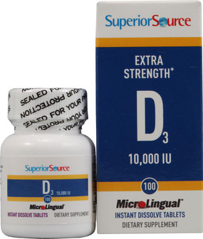Buy D3 Extra Strength MicroLingual 10 000 IU 100 Tabs Superior Source Online, UK Delivery, Vitamin D3