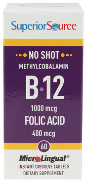 Buy B-12 Methylcobalamin Folic Acid 1000mcg/400mcg 60 Tabs Superior Source, UK Shop