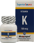 Buy Vitamin K 100 mcg 100 Microlingual Instant Dissolve Tabs Superior Source Online, UK Delivery, Vitamin K
