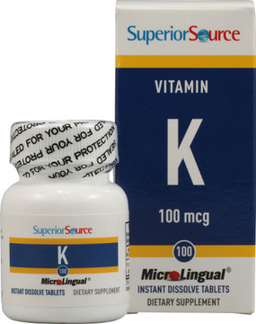 Buy Vitamin K 100 mcg 100 Microlingual Instant Dissolve Tabs Superior Source Online, UK Delivery, Vitamin K