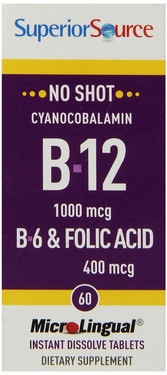 Vitamin B-12 / B-6 & Folic 60 Tabs Superior Source, UK 