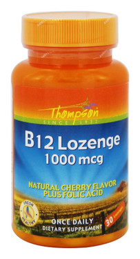 Buy B12 Lozenge Natural Cherry Flavor 1000 mcg 30 Lozenges Thompson Online, UK Delivery, Vitamin B12