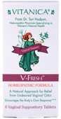 Buy V-Fresh Vaginal Support 6 Vaginal Suppository Tabs Vitanica Online, UK Delivery, Homeopathic Remedies For Women's Health