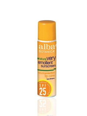 Buy Very Emollient Sunblock Lip Care SPF 25 .15 oz (4.2 g) Alba Botanica Online, UK Delivery, Lip Balms