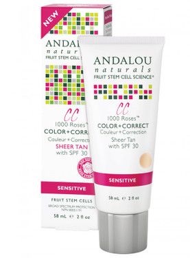 Buy CC Moisturizing Color + Correct Sheer Tan with SPF 30 Sensitive 2 oz (58 ml) Andalou Naturals Online, UK Delivery, Vegan Cruelty Free Product Facial Creams Lotions Serums