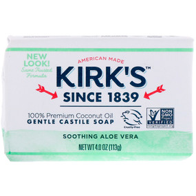 Buy Original Coco Castile Bar Soap with Aloe Vera 4 oz (113 g) Kirk's Online, UK Delivery, Vegan Cruelty Free Product Gluten Free Product