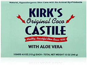 Buy Original Coco Castile Bar Soap with Aloe Vera 3 Bars 4 oz (113 g) Each Kirk's Online, UK Delivery, Vegan Cruelty Free Product Gluten Free Product