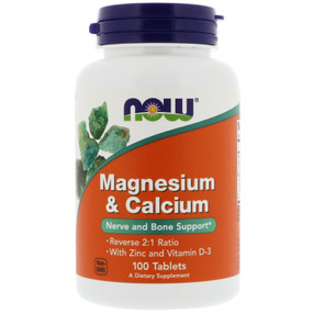 UK Buy Magnesium & Calcium 1:2 Ratio, 100 Tabs, Now Foods, Bones