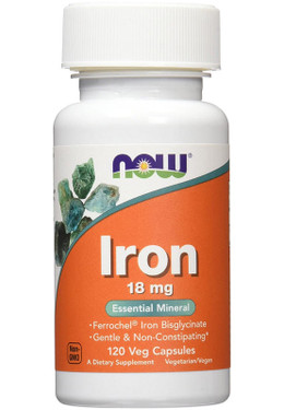 Iron 18 mg Ferrochel 120 vCaps Now Foods, Energy, Immune