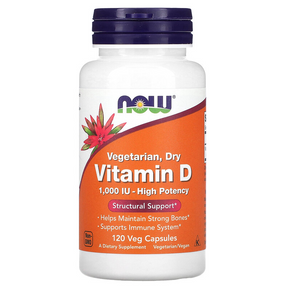 Now Foods Vitamin D 1000 iu 120 vCaps, Bone Health