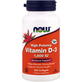 UK Buy Vitamin D-3 1000iu, 360 Softgels, Now Foods, Bones, Immune