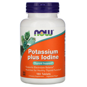 UK Buy Potassium Plus Iodine, 180 Tabs, Now Foods