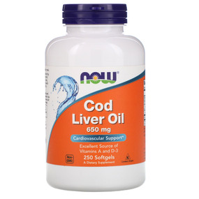 UK buy Cod Liver Oil, Double Strenght, EPA, DHA, 250 Softgels, Now Foods