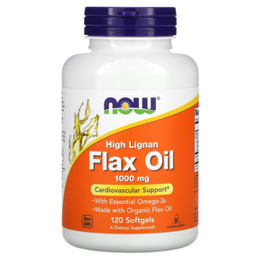 UK buy Organic HI Lignan Flax Oil 1000 mg, 120 Softgels, Now Foods