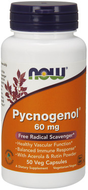 UK Buy Pycnogenol 60 mg, 50 Caps, Now Foods