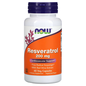 UK Buy Mega Resveratrol 200 mg 60 vCaps, Now Foods