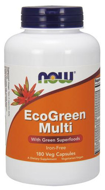 EcoGreen Multi Iron-Free 180 Veggie Caps, Now Foods