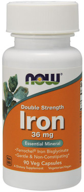 Iron Double Strength 36 mg 90 VCaps, Now Foods