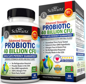 Buy UK Probiotic 40 Billion CFUs with Prebiotics 60 Caps, BioSchwartz