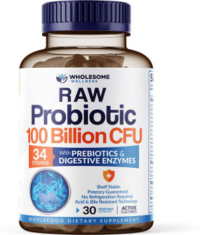 UK Buy Probiotics 100 Billion CFU, 30 Caps, Wholesome, Shelf Stable Probiotic