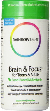 Brain & Focus Multivitamin 90 Tabs, Rainbow Light, UK