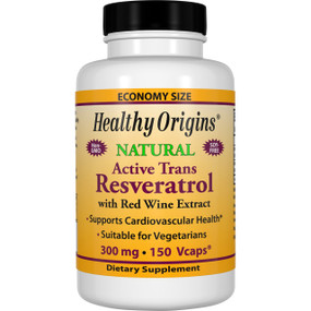 Resveratrol 300mg (Trans-Resveratrol) 150 VCaps Healthy Origins, UK Store