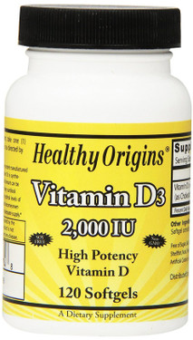 Vitamin D3 2000 IU 120 Softgels, Healthy Origins, UK
