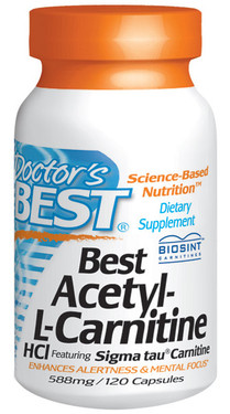 Buy Doctor's Best Acetyl-L-Carnitine 588 mg 120 Caps Memory Online, UK Delivery, Amino Acid