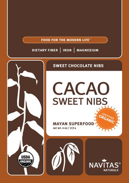 Buy Organic Cacao Nibs Sweetened 4 oz Navitas Naturals Online, UK Delivery, Cacao Chocolate Vegan Food