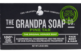 Pine Tar Soap 3.25 oz Grandpa's, Seborrheic Eczema, Dandruff, Psoriasis, UK