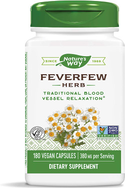 Buy Feverfew 180 Caps Nature's Way Migraines Online, UK Delivery, Herbal Remedy Natural Treatment