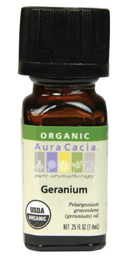 Buy Essential Oil Organic Geranium 0.25 oz Aura Cacia Online, UK Delivery, Aromatherapy Essential Oils