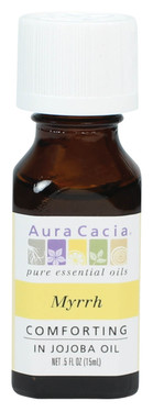 Buy Aura Cacia Essential Oil Myrrh (in jojoba oil) 0.5 oz bottle Online, UK Delivery, Aromatherapy Essential Oils