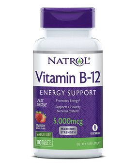 Vitamin B-12 5000mcg Strawberry 100 Tabs Natrol, UK Store
