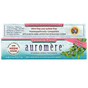 Buy Ayurvedic Toothpaste Non-Foaming SLS Free 4.16 oz Auromere Online, UK Delivery, Oral Dental Care Teeth Whitening