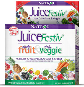 Buy JuiceFestiv 60+60= 120 Caps Natrol Fruit Veggie Super Food Online, UK Delivery, Superfoods Green Food