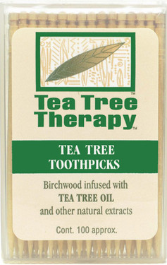 Tea Tree Toothpicks 100 ct, Tea Tree Therapy, Birchwood infused w/ Tea Tree Oil