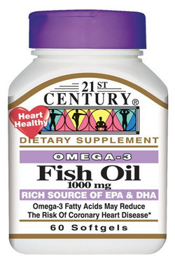 Buy Fish Oil 1000 mg 60 sGels 21st Century Health Online, UK Delivery, EFA Omega EPA DHA