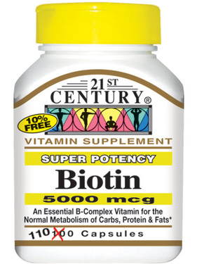 Buy Biotin 5000 mcg 110 Caps 21st Century Health Online, UK Delivery, Vitamin B Biotin