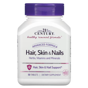 Buy Hair Skin & Nails Advanced Formula 50 Caplets 21st Century Health Online, UK Delivery, Skin Supplements Topical Treatments