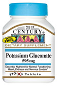 Buy Potassium Gluconate 595 mg 110 Tabs 21st Century Health Online, UK Delivery, Mineral Supplements