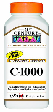 Buy C-1000 Prolonged Release 110 Caplets 21st Century Health Online, UK Delivery, Vitamin C Ascorbic Acid