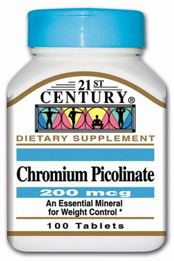 Buy Chromium Picolinate 200 mcg 100 Tabs 21st Century Health Online, UK Delivery, Mineral Supplements