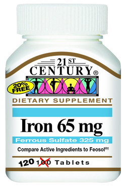 Buy Iron 65 mg 100 Tabs 21st Century Health Online, UK Delivery, Mineral Supplements
