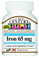 Buy Iron 65 mg 100 Tabs 21st Century Health Online, UK Delivery, Mineral Supplements